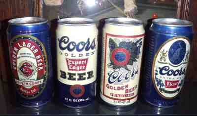 4 DIFFERENT CANS OF COORS HISTORICAL SERIES ALUMINUM FLAT TOP BEER CANS COLORADO