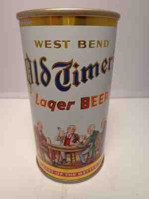 OLD TIMERS LAGER FLAT TOP BEER CAN #108-29  WEST BEND LITHIA BREWRY WISCONSIN