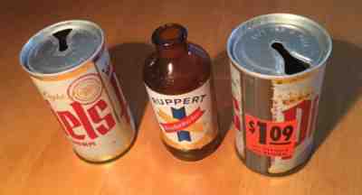 2 Beer Cans (Piels) 1 Ruppert Bottle 1964