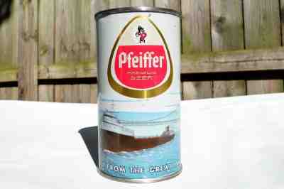 Pfeiffer Beer Series can • Ore SHIP • 1950s Detroit Flat Top *NICE orig CLEAN*
