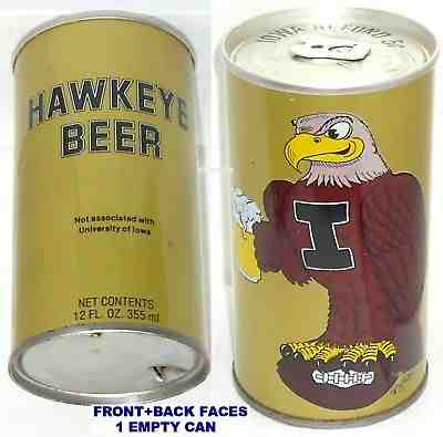 1980 IOWA HAWKEYES SPORT FOOTBALL HAWK-MUG MASCOT UNIVERSITY NCAA SWEET BEER CAN