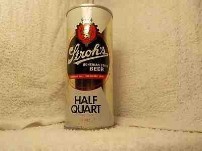 STROHS 3 LINES BOTTOM  16 OZ HALF QUART OLD BEER CAN 