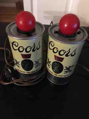 Vintage Unique Coors Banquet Beer Can Light Lamp Decor (Pair) 1960s/1970s 