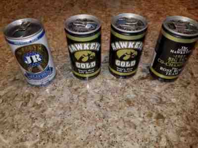 Iowa Hawkeye Gold Soda cans+Jr Ewing beer Can