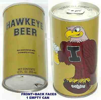 1980 IOWA HAWKEYES SPORT FOOTBALL HAWK-MUG MASCOT UNIVERSITY NCAA COOL BEER CAN