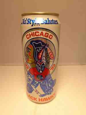 CHICAGO BLACK HAWKS HOCKEY 1992-93  16oz OLD STYLE STAY TAB BEER CAN   