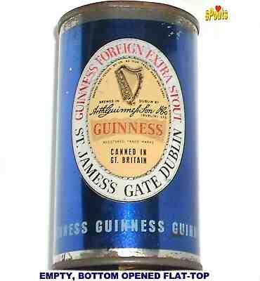 GUINNESS FOREIGN EXTRA STOUT BLUE FLAT TOP BEER CAN DUBLIN,IRELAND 1950s BRITAIN