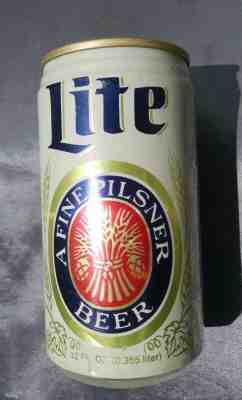 Vintage Pre 1988 Empty Miller Lite Pilsner Beer Can Man Cave Intact Pop Top 