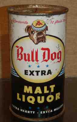 ACME BULL DOG EXTRA MALT LIQUOR FLAT TOP BEER CAN LOS ANGELES CA BLUE STARS