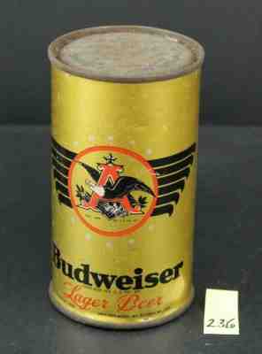 1936 Budweiser Lager Flat Top Beer Can 12 OZ Anheuser Crest Vanity Lid JB236