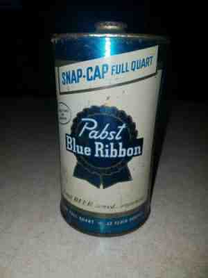 Vintage Pabst Blue Ribbon Snap Cap Quart beer can sign gas and oil 