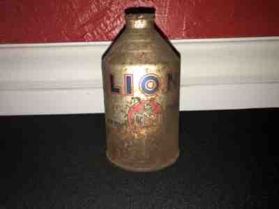 RARE VINTAGE LION BEER CONE TOP BEER CAN NEW YORK NY LAGER ANTIQUE PILSER OLD