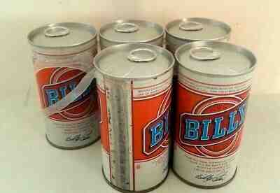 Five 5 Billy Beer Steel Seam Cans Unopened 
