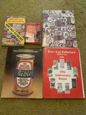 LOT OF 5 BEER CAN COLLECTOR BOOKS, BEER CAN BIBLE, PRICE GUIDE, COLLECTOR ROSTER