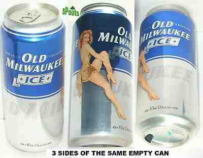 OLD MILWAUKEE ICE GIRL SEXY RED HEAD BEER CAN STROH'S CANADA PINT GUELPH,ONTARIO