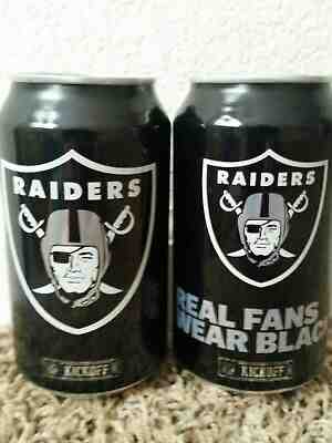 (2) RAIDERS 16/17 Logo Bud Light beer cans NFL FOOTBALL stabler rice carr BLACK