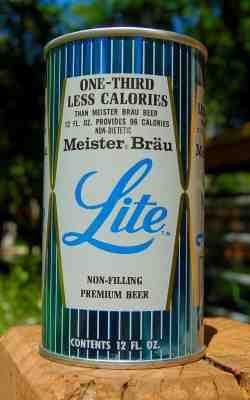 VIRTUALLY PERFECT MEISTER BRAU LITE PULL TAB BEER CAN! B/O'ed W/EARLY NAT'L TOP!