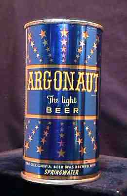 ARGONAUT LIGHT BEER - MID 1950'S 12OZ KEGLINED FLAT TOP CAN - INCREDIBLY CLEAN 
