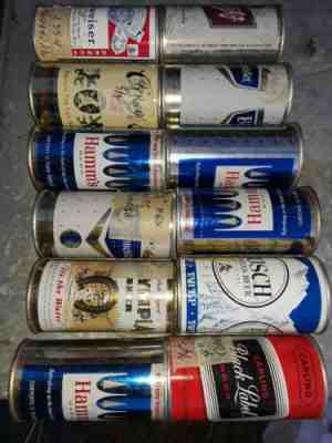 Old Beer Can Lot. Budweiser Olympia Black Label Hamms Schlitz Coors Busch  Beer.