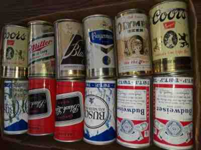 Old Beer Cans Lot Olympia Miller blatz Black labele/ coors/ Busch Burgermeister 