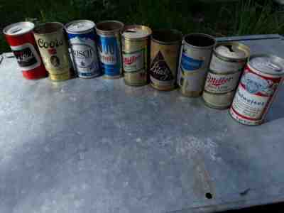 Vintage beer cans lot, Budweiser,  Coors, Blatz, Hamms, Miller, Black Label, 