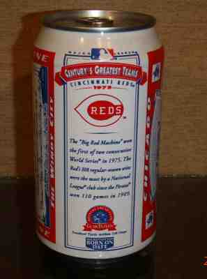 1975 CINCINNATI REDS CENTURY'S GREATEST TEAMS BEER CAN BUDWEISER BOTTOM OPEN MLB