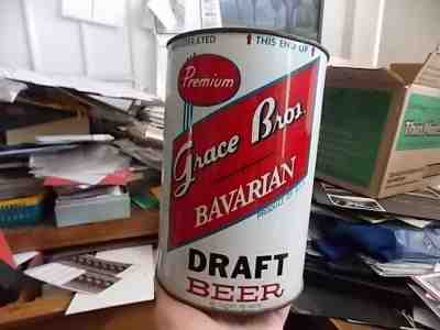 RARE GRACE BROS MAIER GALLON PREMIUM BAVARIAN DRAFT BEER FLAT TOP TIN CAN 