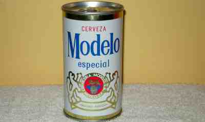 VINTAGE MODELO ESPECIAL 340ML STEEL BEER CAN W/ ALUMINUM TAB BOTTOM OPENED 