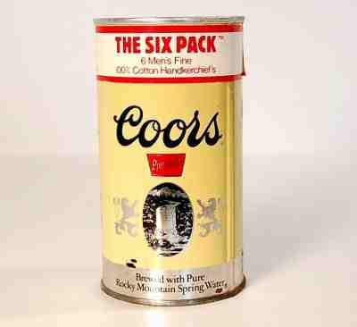 EXCEPTIONAL Example COORS FLAT TOP BEER CAN! PREMIUM 6-Pack Handkerchiefs  FINE