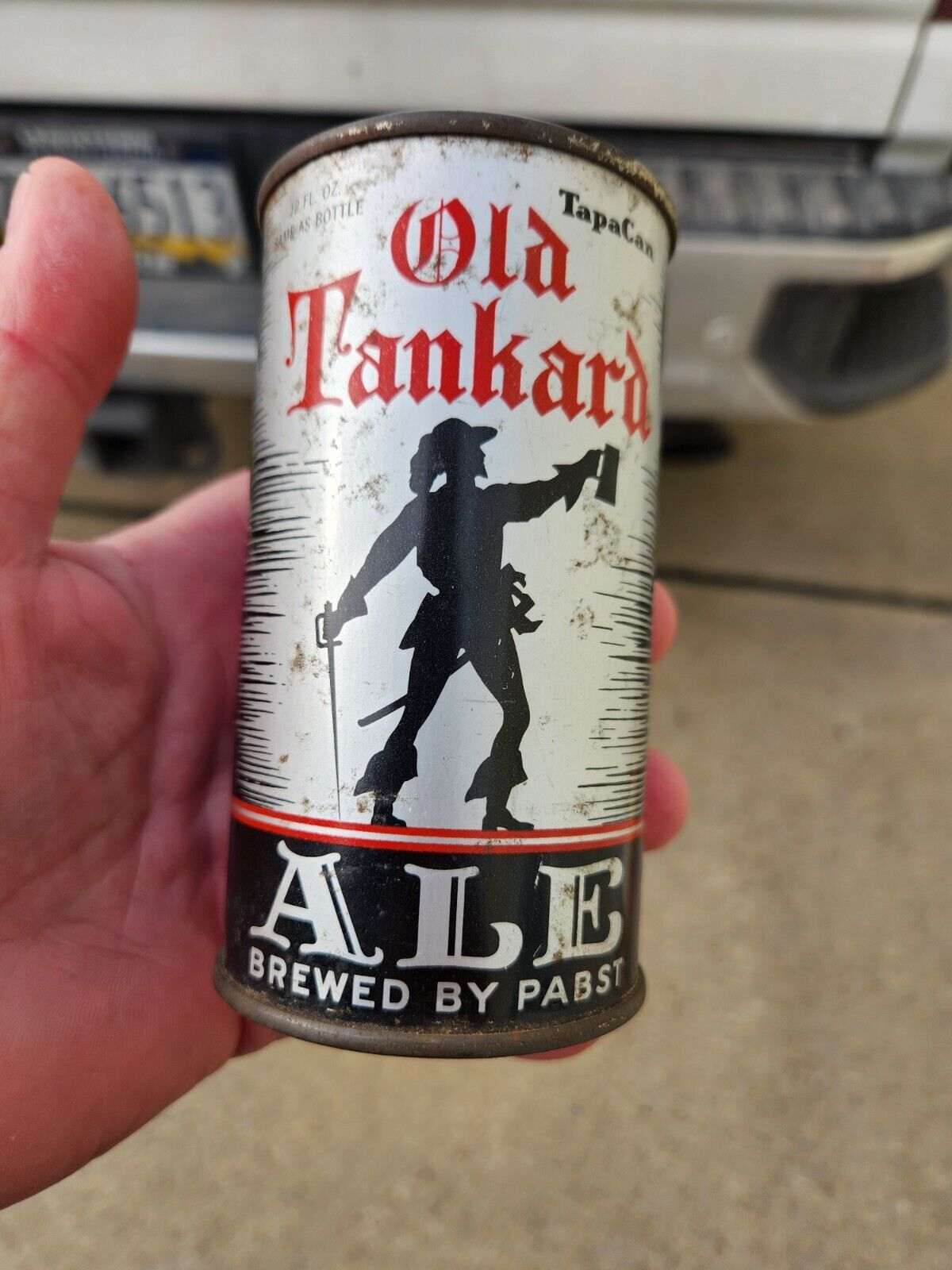 Early 12oz. Old Tankard Ale flat top Instructional beer can TAPACAN, Pabst Corp.