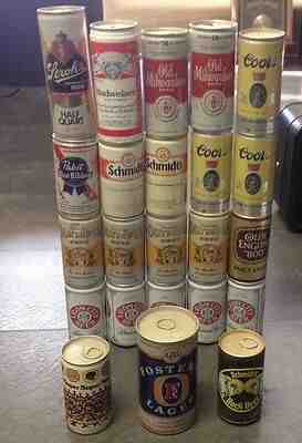 Lot of 23 Vintage Beer Cans  Fosters, Iron City, Schmidt's and others