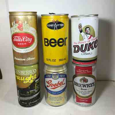 Lot of 6 Vintage Beer Cans GOEBEL, COST CUTTER, DUKE