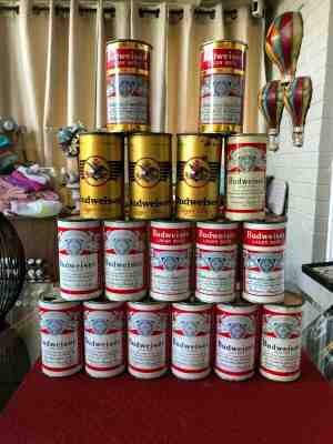 VINTAGE LOT OF 17 "BUDWEISER" FLAT TOP BEER CANS