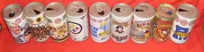 IRON CITY EMPTY BEER CAN LOT VINTAGE STEELERS PIRATES PITT PENGUINS 1980-1992