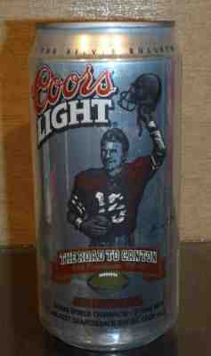 ORIGINAL G O A T JOE MONTANA COORS LIGHT BEER CAN SF 49ERS BOTTOM OPEN 12oz NFL