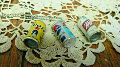 Retro Vintage 70s Pepsi Coors Schlitz Beer Can Necklace Charms Lot