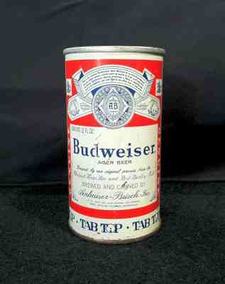 Vintage 1960's Budweiser Beer Tab Top Steel Can