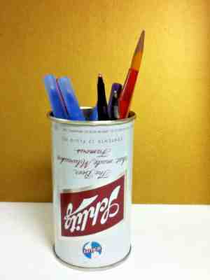 Schlitz beer old steel can pencil/pen holder 1969 Milwaukee WI 12 oz. 4.75" C6