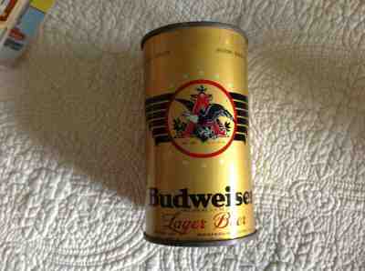 VERY NICE--1936 METALLIC BUDWEISER GOLD FLAT TOP BEER CAN-Bottom Opened