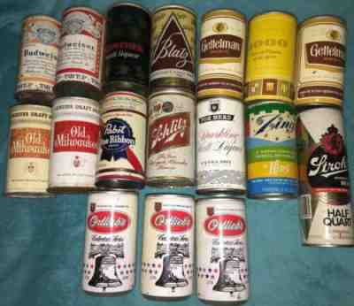 Vintage Lot Of 17 Beer Cans Lot K Zing Fox Head $1000 Gentleman Schlitz Snap