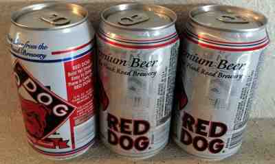 RED DOG Beer Cans, 3 Differ, Bull Dog, Plank Road Brewery, Milwaukee Wisconsin