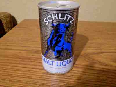 Vintage Schlitz Malt Liquor Blue Bull Straight Steel Beer Can