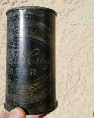 1944 WW2 OLIVE DRAB FALLS CITY FLAT TOP BEER CAN WITHDRAWN FREE LOUISVILLE KY