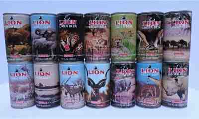 PRICE DROP! Complete Set of 14 Lion Lager Beer Cans Animal Series - South Africa