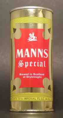 PRICE DROP! Mann's Straight Steel Tab Top Beer Can from Scotland