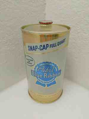 Vintage Wow Hi Grade PBR Pabst Blue Ribbon Snap Cap O/I Quart Cone Top Beer Can