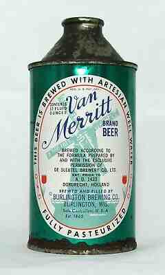 Van Merritt Brand Beer 12 oz. Cone Top Beer Can-Burlington, Wisconsin