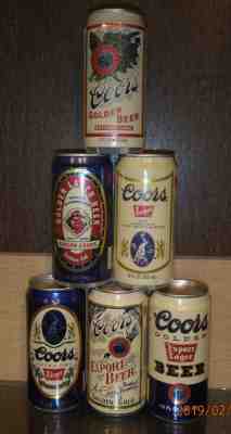 6 DIFFERENT CANS OF COORS HISTORICAL SERIES ALUMINUM FLAT TOP BEER CANS COLORADO