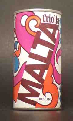 Criolla Malta Straight Steel Tab Top Beer Can from Puerto Rico