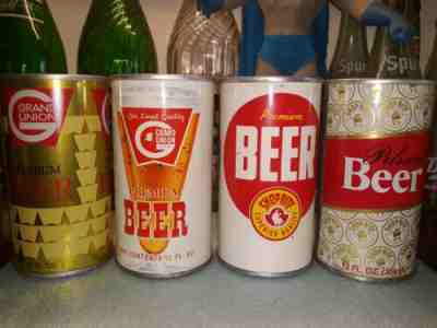 Pull tab beer cans shoprite and grand union lot of 4 cans nice!